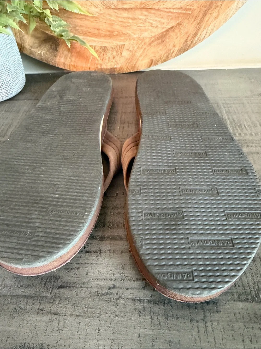 Rainbow Brown Men's Flip Flops with Padded Thong Straps XL 11-12